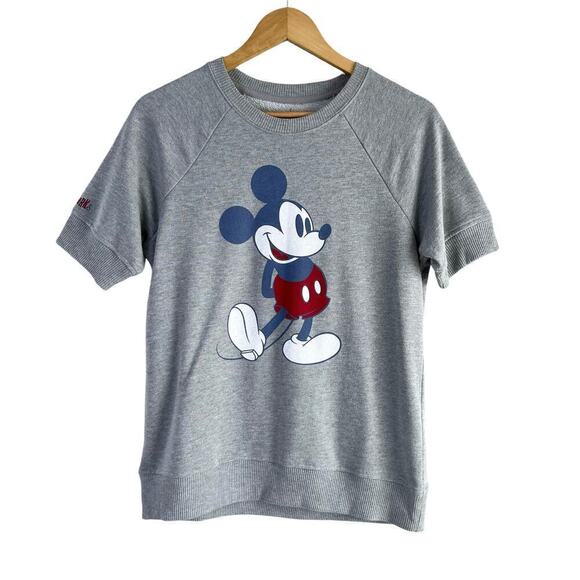 Disney Parks Mickey Mouse Short Sleeve Crewneck Sweatshirt in Gray, Size XL - Picture 1 of 9